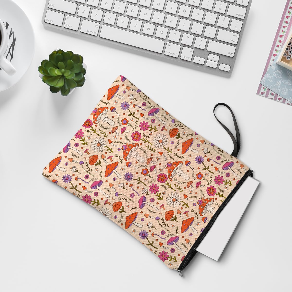 Cute Mushroom Book Sleeve Protector - Waterproof Book Pouch Cover for Reading Accessories - Perfect Gift for Book Lovers, Librarians, Teachers & Students - Great for School, Travel & Library Use
