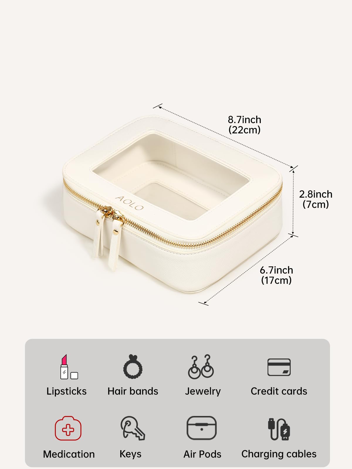 AOLO Clear Travel Makeup Bag - TSA Approved Cosmetic Organizer for Women | Perfect for Carry-on & Daily Use