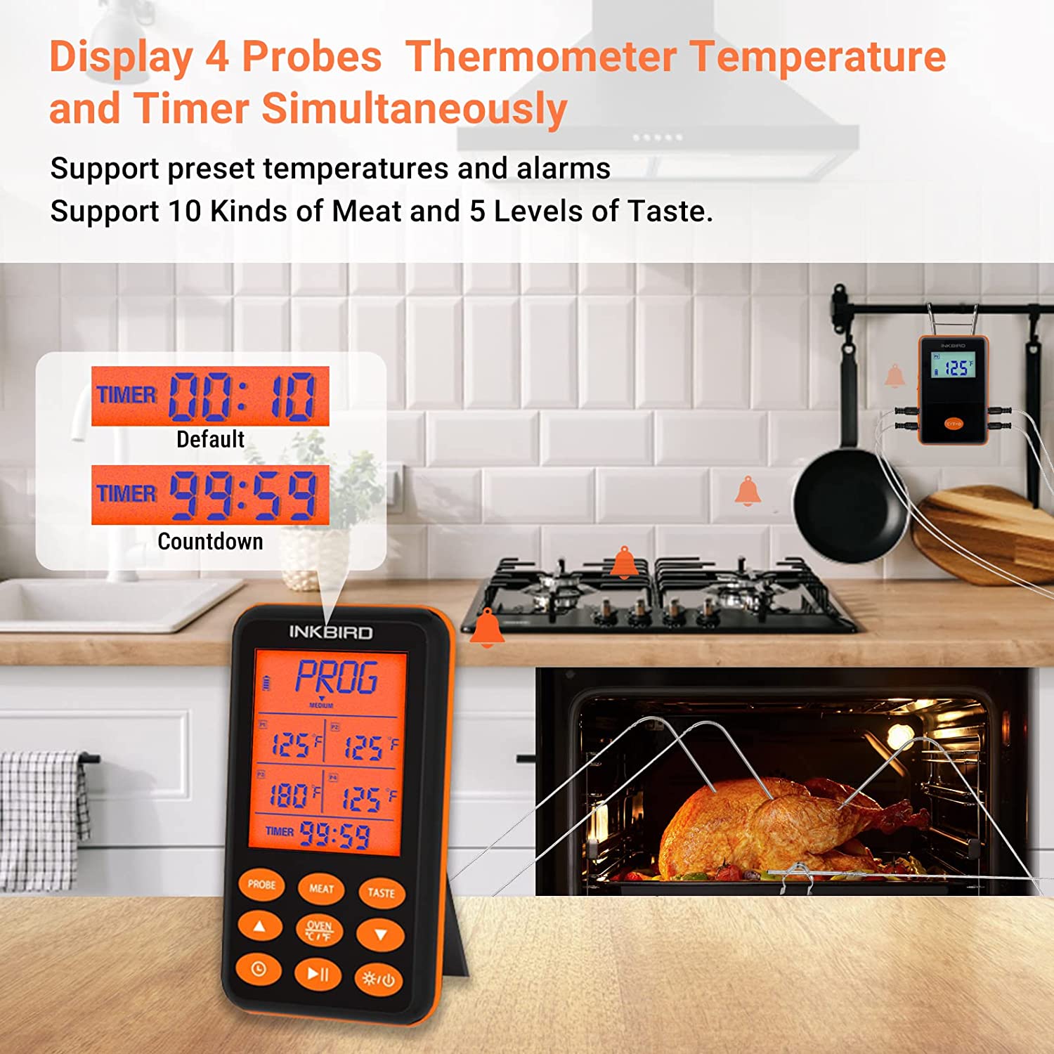 Wireless BBQ Thermometer IRF 4S - Digital Meat Thermometer for Grilling, Smoking & Cooking - Perfect for Outdoor BBQ, Backyard Parties & Camping