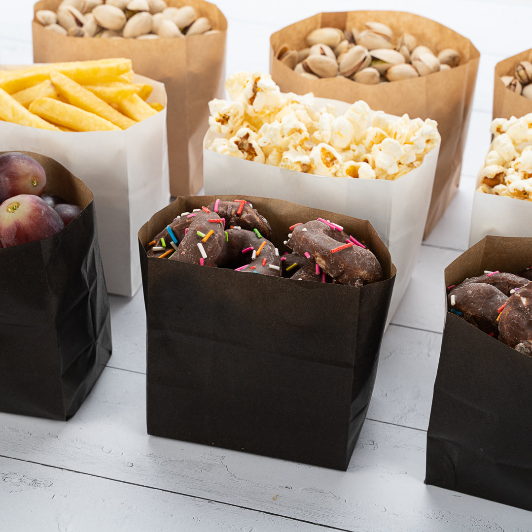 Eco-Friendly Black Paper Snack Bags 4x2.25x3.75 Inches - 100 Count Bulk Pack for Parties, Picnics & School Lunches | Small Food Storage Bags | Disposable Snack Pouches