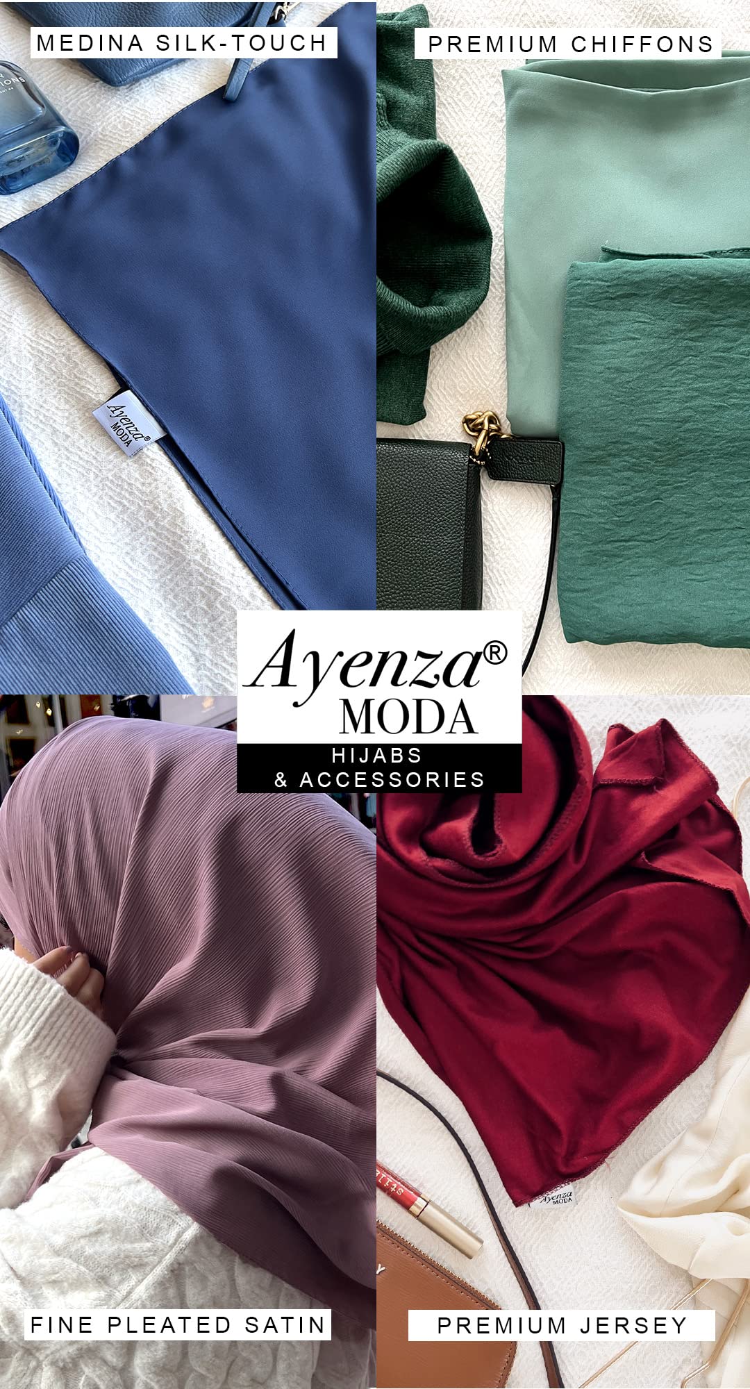 Ayenza Moda® Opaque Crush Hijab Scarf - Stretchy Crinkle Texture Head Wrap for Women - Perfect for Daily Wear, Prayer, and Modest Fashion Outfits
