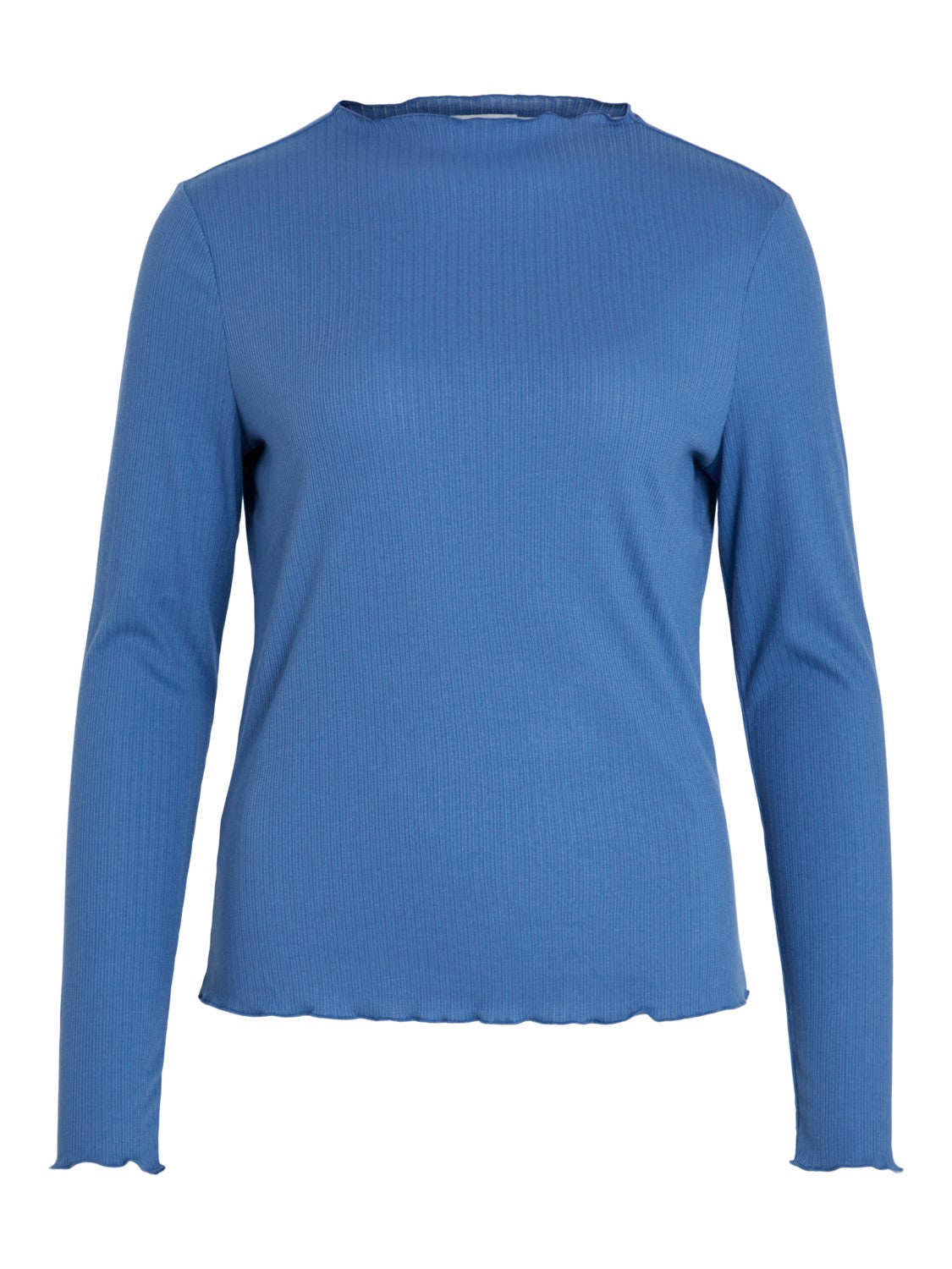 Ania Funnel Neck Top for Women - Federal Blue Long Sleeve Turtleneck Shirt | Casual Work Office Wear & Winter Layering Essential