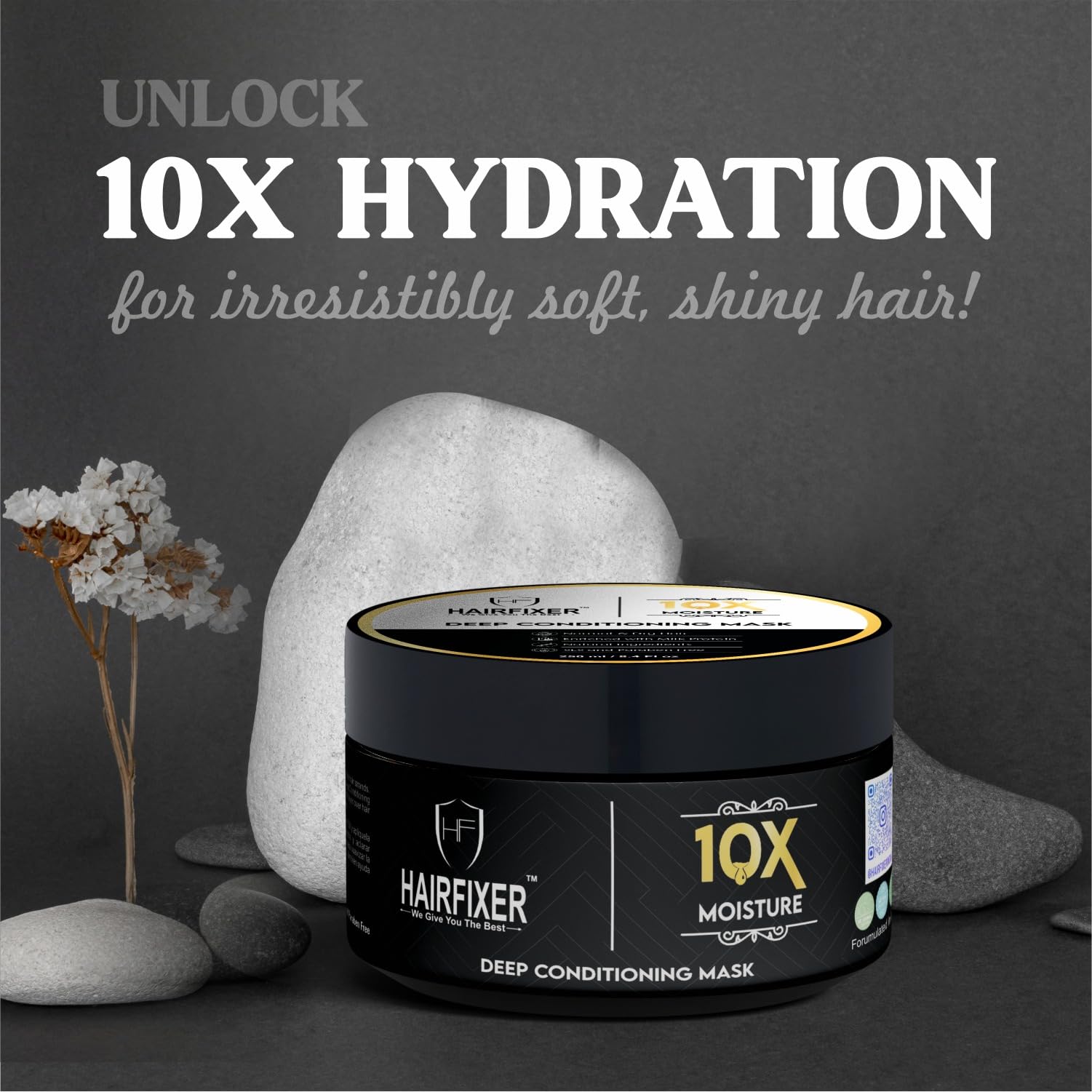 10x Moisture Hair Mask with Milk Protein - Deep Conditioning Treatment for Dry, Damaged & All Hair Types - 250ml Hydrating Hair Repair Mask for Salon-Quality Results at Home