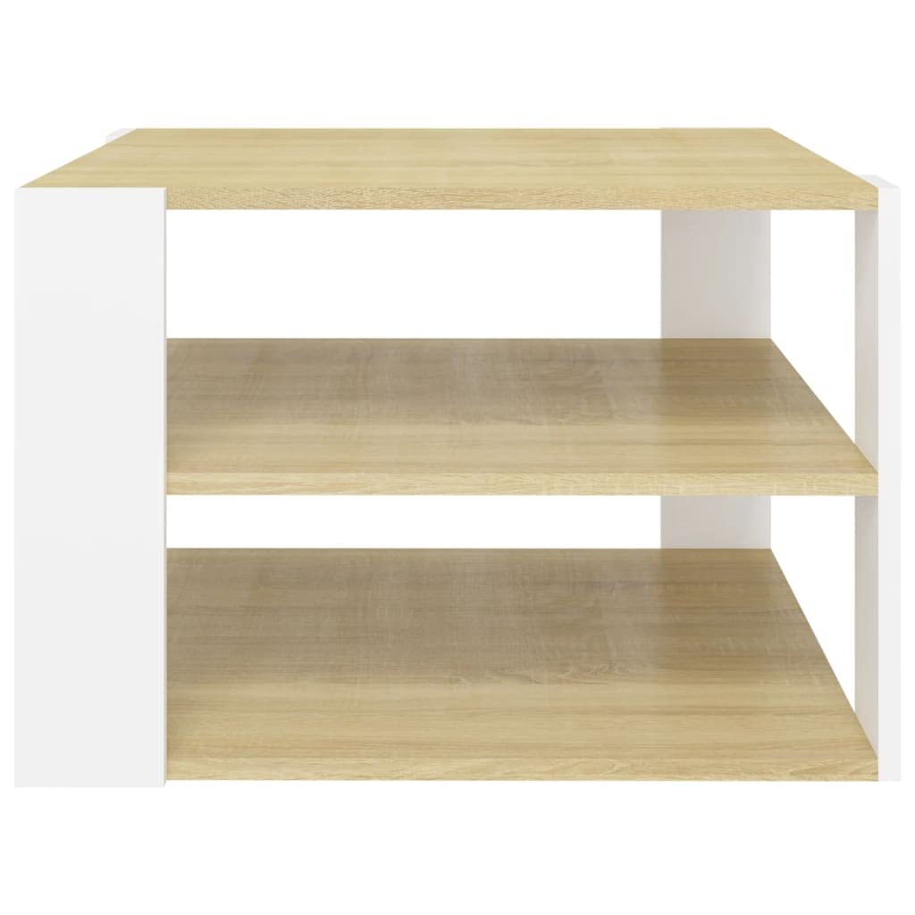 CHARMMA Coffee Table - 24x24x16 Inch Sonoma Oak & White Finish Chipboard - 14.1KG - Perfect for Living Room, Office & Small Spaces