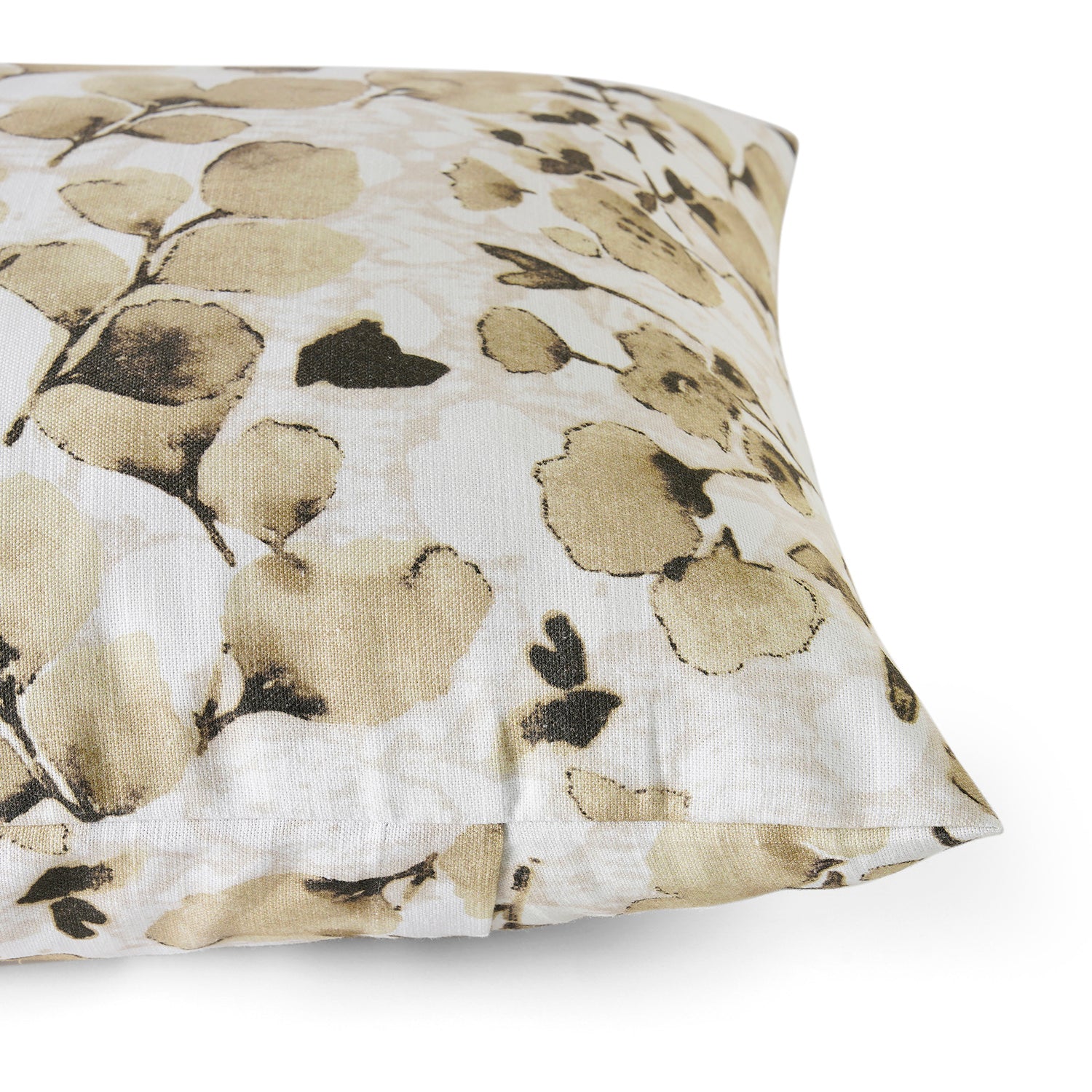 Foiliage Brown Floral Textured Printed Cotton Cushion Covers (Set of 2) - Soft Decorative Pillow Cases for Sofa, Bed, Living Room & Home Decor