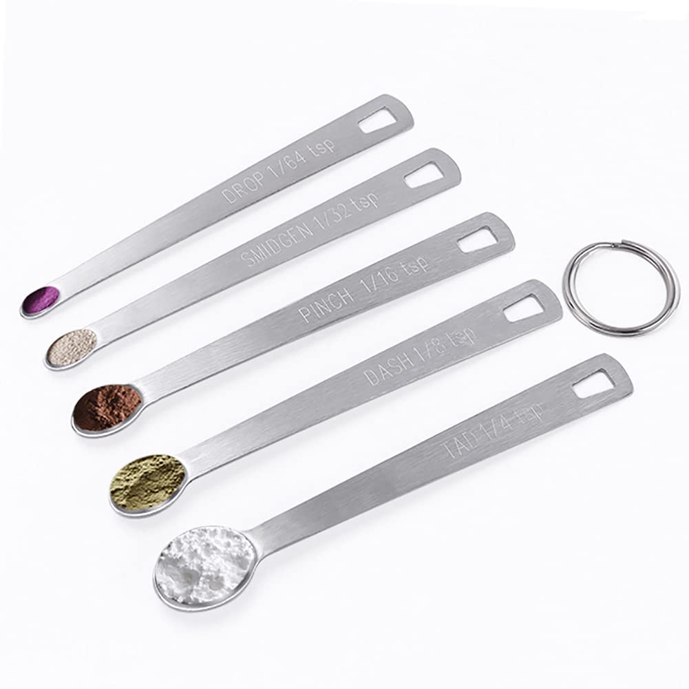 HugeDE 5-Piece Mini Stainless Steel Measuring Spoons Set - Precise Kitchen Measuring Tools for Cooking, Baking, Coffee & Spices | Durable & Dishwasher Safe for Home & Professional Use