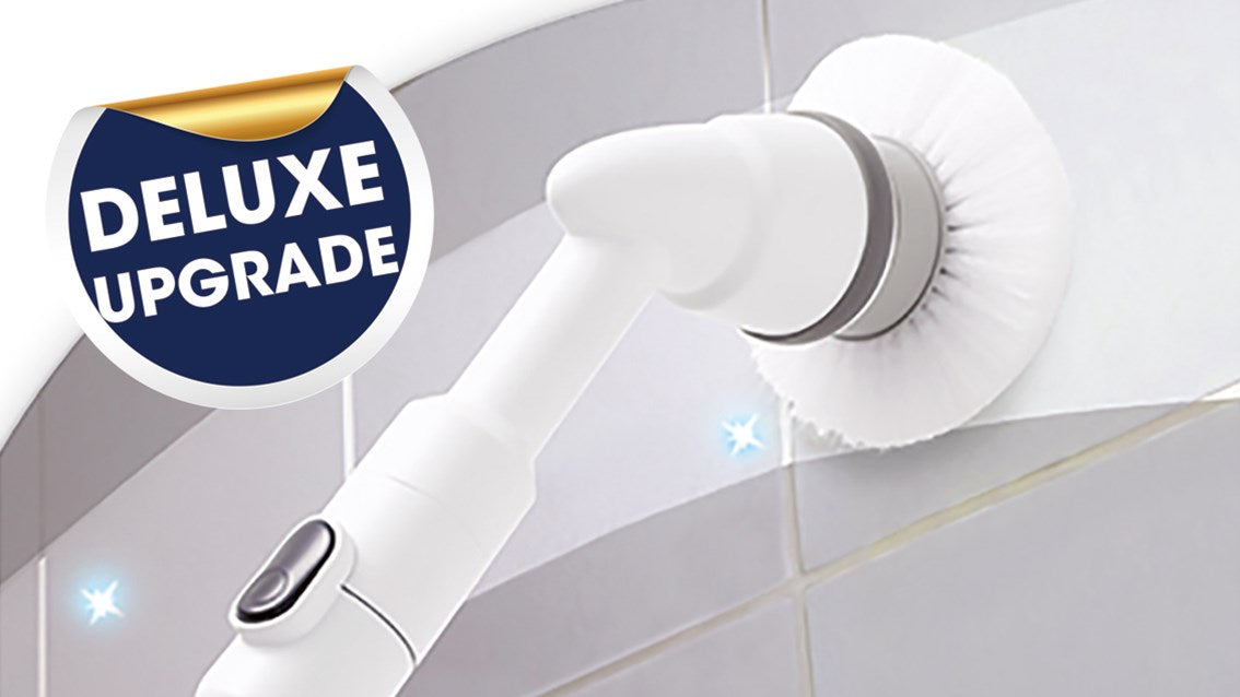 Turbo Scrub 360 Deluxe - Electric Spin Scrubber for Deep Cleaning Bathrooms, Kitchens & Tiles | Rechargeable Cleaning Brush with 5 Replaceable Heads | Perfect for Shower, Sink, Grout & Hard-to-Reach Areas