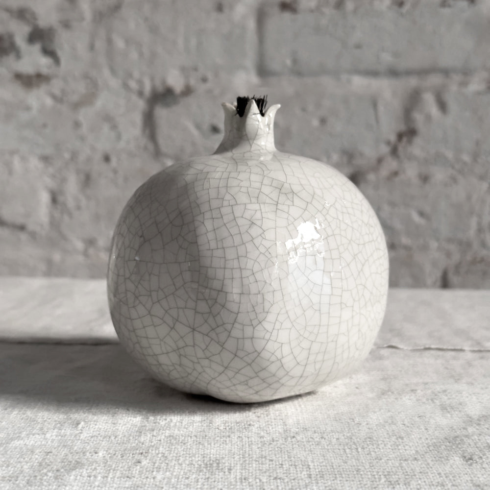 Handmade Crackle Glazed Ceramic Pomegranate - Large Decorative Fruit Bowl for Home, Kitchen & Dining Room Decor | Perfect for Centerpieces, Table Settings & Gift Giving