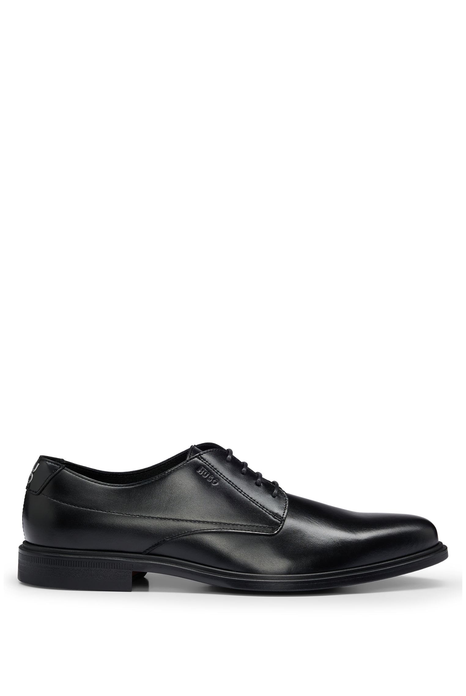 HUGO Men's Kerr Derby Shoes - Genuine Nappa Leather with Embossed Logo - Classic Formal & Casual Dress Shoes for Business, Office & Special Occasions