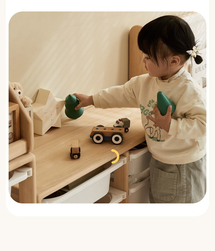 **Solid Wood Montessori Toy Storage Shelf for Kids - Organize Playroom, Nursery & Bedroom Toys - Eco-Friendly Poplar Wood Children's Bookshelf**