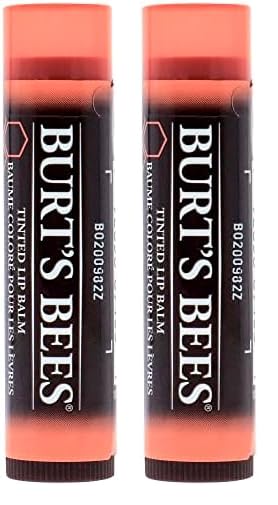 Burt's Bees 100% Natural Tinted Lip Balm with Shea Butter & Botanical Waxes - Zinnia Shade (Pack of 2 Tubes) | Moisturizing & Nourishing Lip Care for Daily Hydration & Natural Color