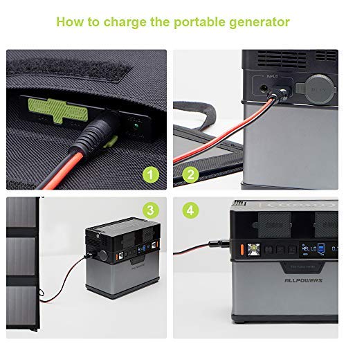 ALLPOWERS 100W Foldable Solar Panel Charger with Dual 5V USB & 18V DC Output - Portable Power for Laptop, Tablet, Smartphone, 12V Car, Boat, RV Battery - Perfect for Camping, Hiking, Travel & Outdoor Adventures