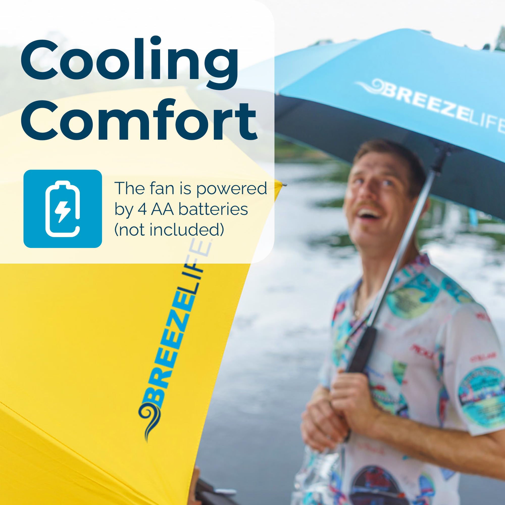 Mister Breeze Sun Umbrella with Fan - Portable Cooling for Beach & Outdoor