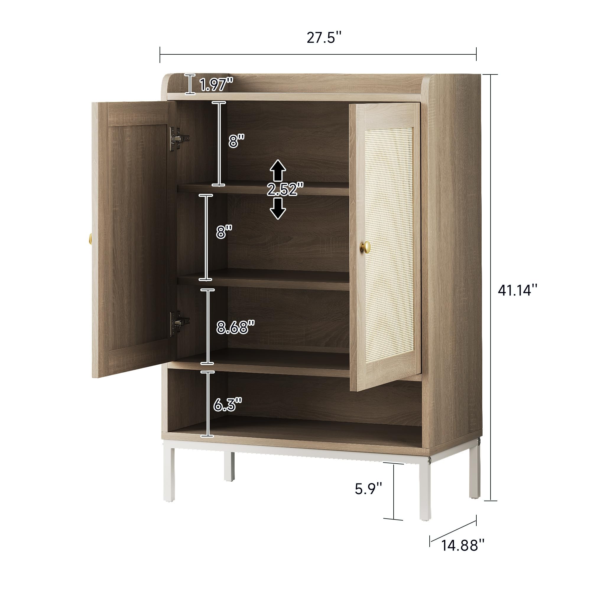 5-Tier Rattan Shoe Cabinet with Adjustable Shelves - Entryway Storage Organizer for 20 Pairs of Shoes - Perfect for Hallway, Closet & Living Room - Natural Woven Design for Home Décor