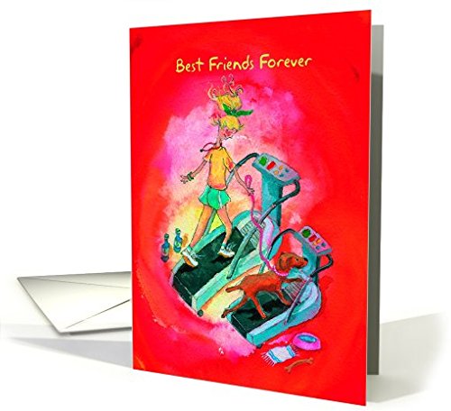 Best Friends Running Treadmill Birthday Card - Funny Fitness Workout Greeting Card for Gym Lovers - Perfect for Runners, Joggers & Treadmill Enthusiasts