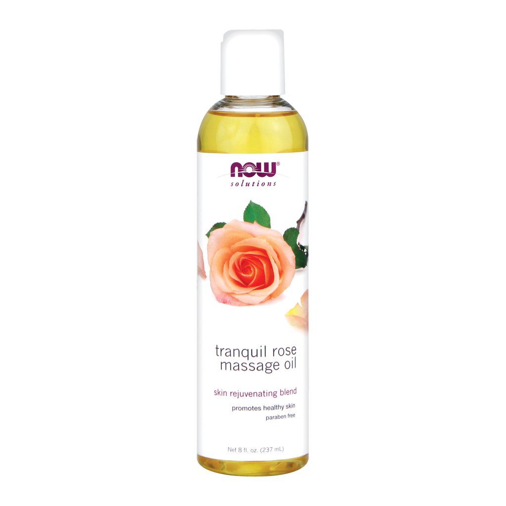 Now Foods Tranquil Rose Massage Oil 8 Oz - Relaxing Aromatherapy Massage Oil for Stress Relief & Skin Hydration - Perfect for Couples Massage, Spa Nights & Self-Care Rituals