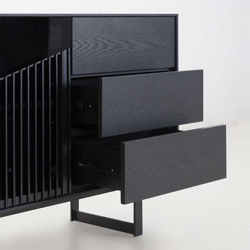 Modern MONTANA Sideboard Buffet Cabinet 160cm - Black Ash Finish for Dining Room Storage & Living Room Organization
