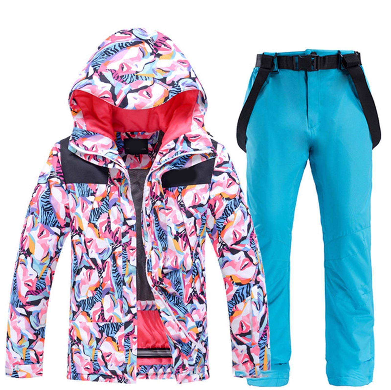 Women's Waterproof Ski Suit Set - Printed Snowboard Jacket & Pants for Winter Sports | Perfect for Skiing, Snowboarding & Cold Weather Outdoor Activities