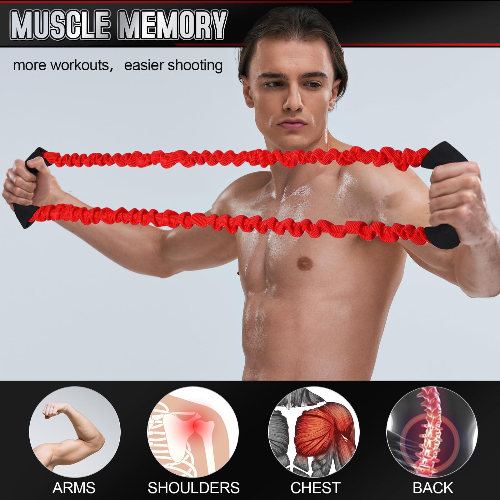 3-Piece Archery Bow Strength Trainer Set (30/40/50 Lbs) - Arm Exercise Resistance Bands for Bow Practice & Strength Training | Perfect for Home Gym, Outdoor Shooting & Crossbow Training