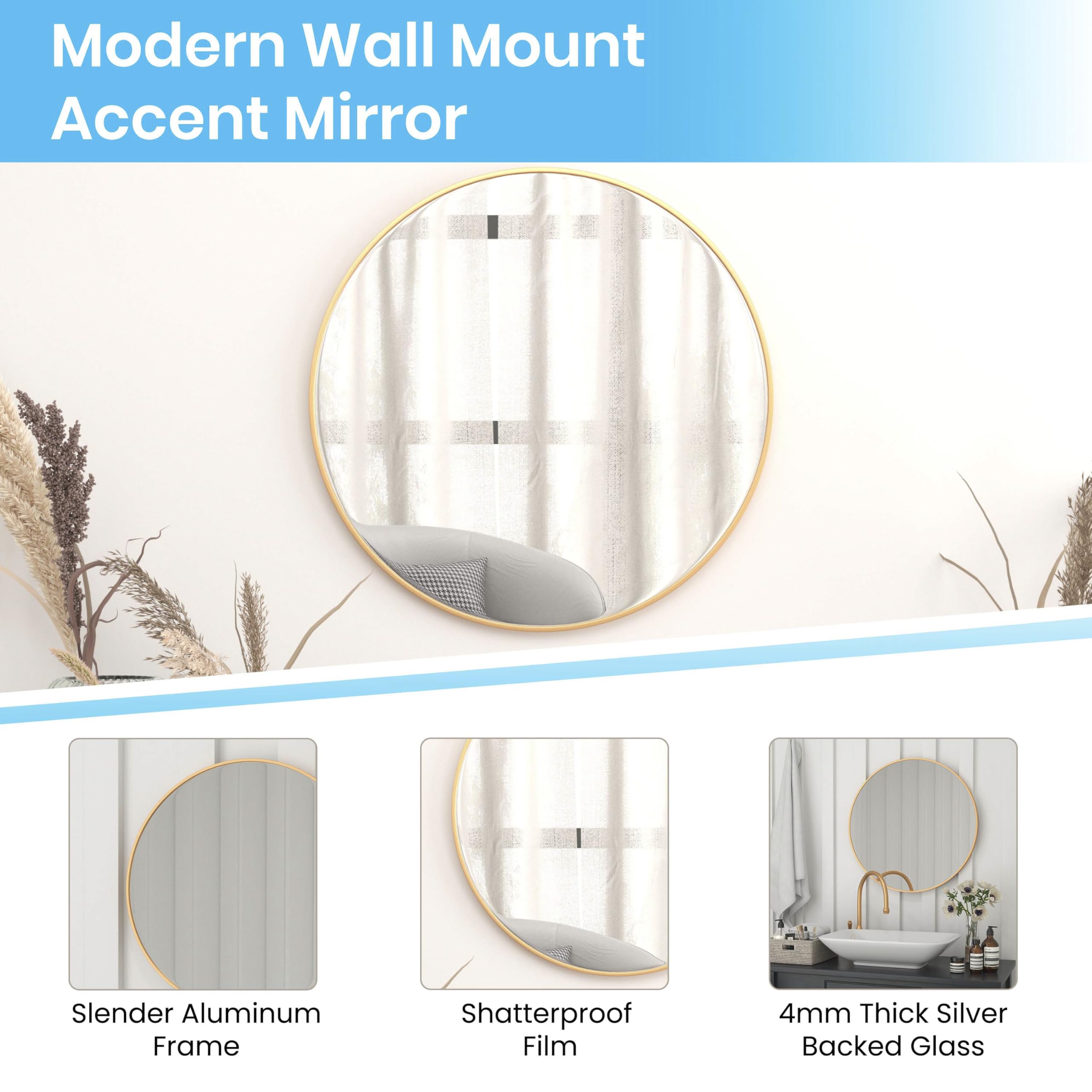 Gold Round Wall Mirror 30