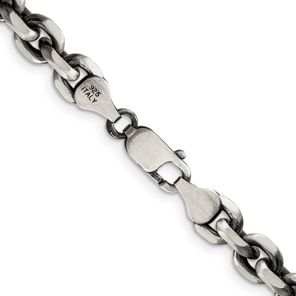 925 Sterling Silver Oxidized 5.6mm Antiqued Cable Chain Necklace with Lobster Claw Clasp - Unisex Jewelry for Men & Women | Perfect for Layering, Gift Giving & Everyday Wear