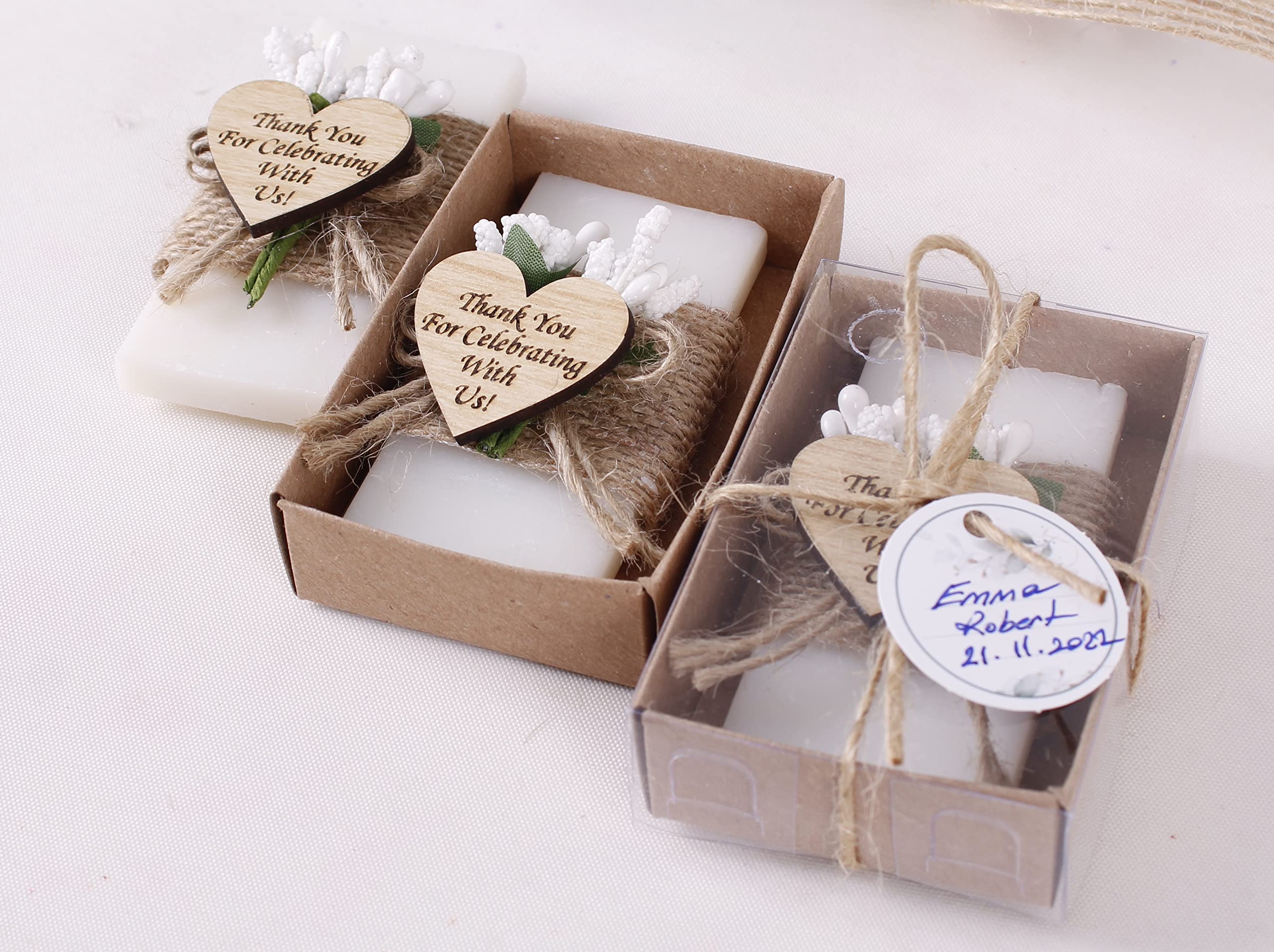 Handmade Jasmine Scented Mini Soap - Pack of 10 | Elegant Wedding Favors, Bridesmaid Gifts & Bridal Shower Favors | Perfect for Wedding Decorations, Guest Gifts & Engagement Parties | Aromatic Soap Set for Special Occasions & Romantic Celebrations