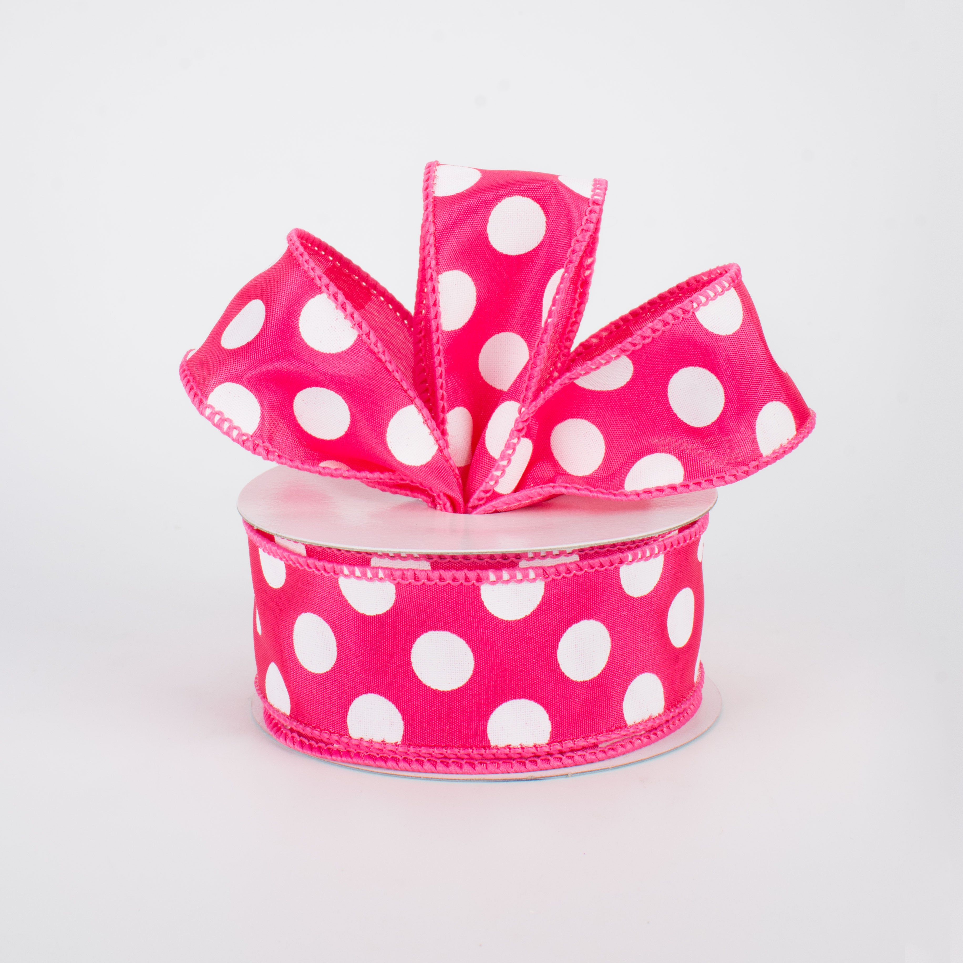 1.5 Inch Big Polka Dot Ribbon - Hot Pink & White Ribbon for Gift Wrapping, Crafts, DIY Projects (10 Yards) - Perfect for Party Decorations, Hair Bows, Scrapbooking