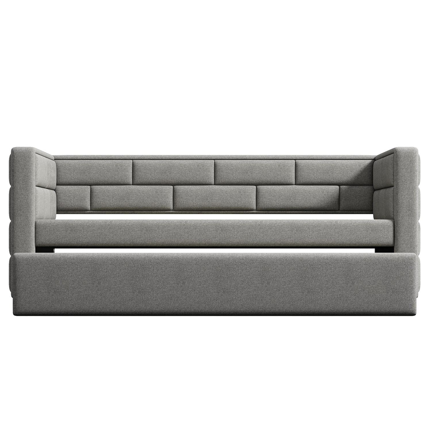 JINS&VICO Twin Size Upholstered Daybed with Trundle - Gray Padded Back Sofa Bed for Small Spaces, Guest Room & Dormitory Use