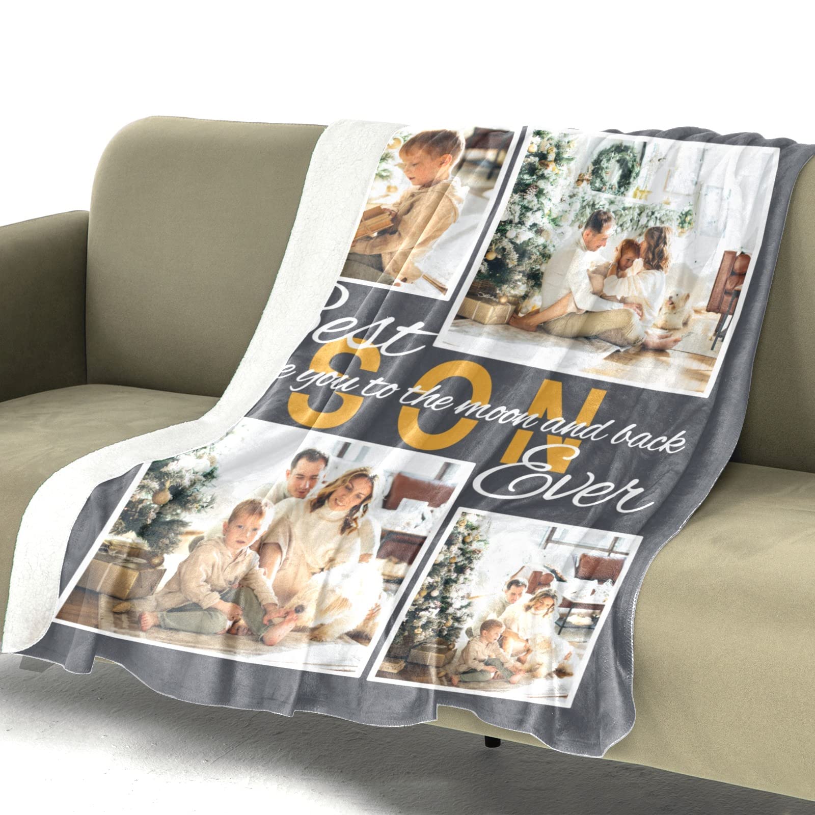 Custom Photo Blanket - Personalized Picture Blanket with Your Design for Mother, Father, Kids, Sister, Friends & Couples - 50x60 Inch Sherpa Fleece - Perfect for Birthday Gifts, Anniversary Presents & Family Keepsakes