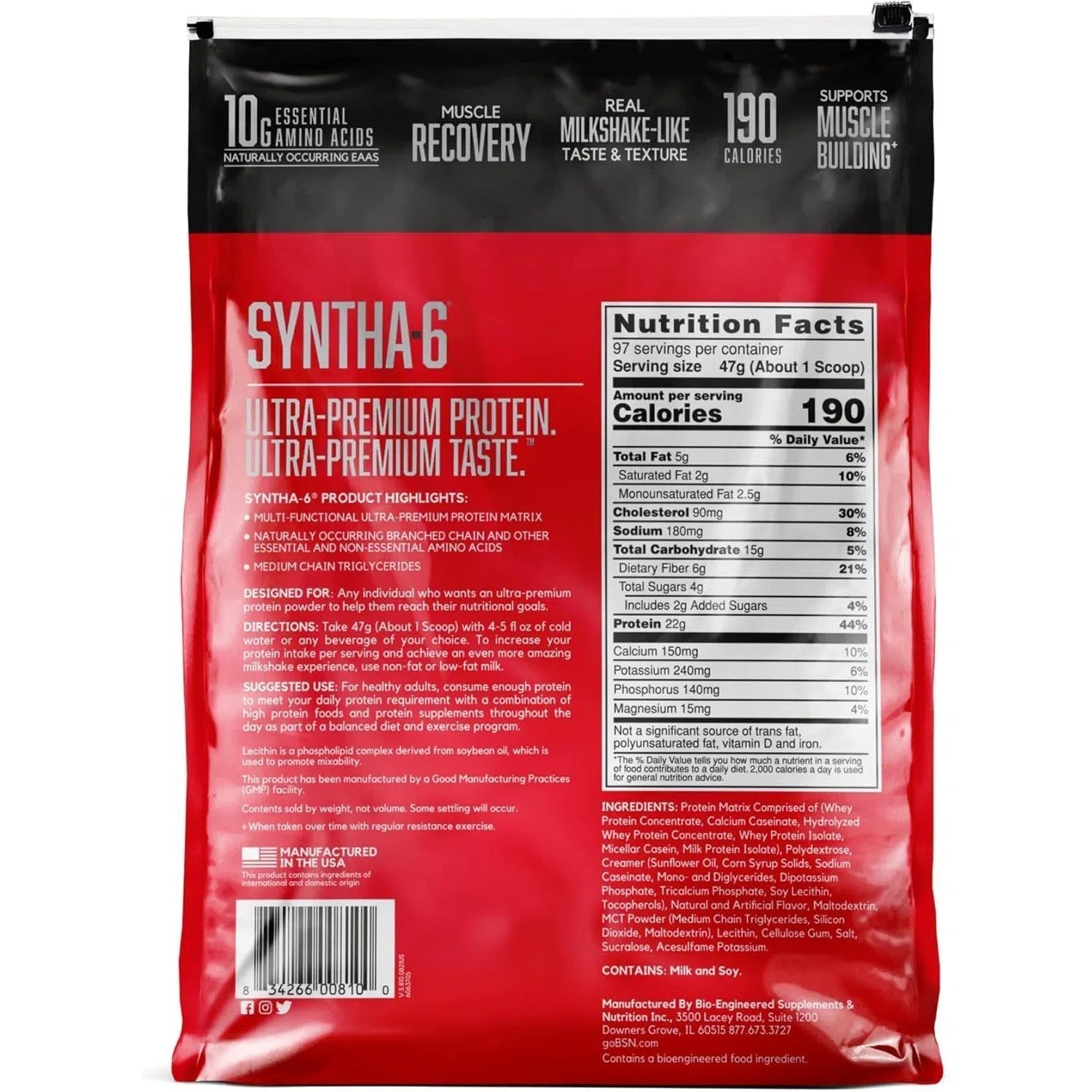 BSN Syntha-6 Protein Powder - Premium Whey Protein Blend for Muscle Recovery & Growth - Ideal for Post-Workout, Meal Replacement & Fitness Enthusiasts