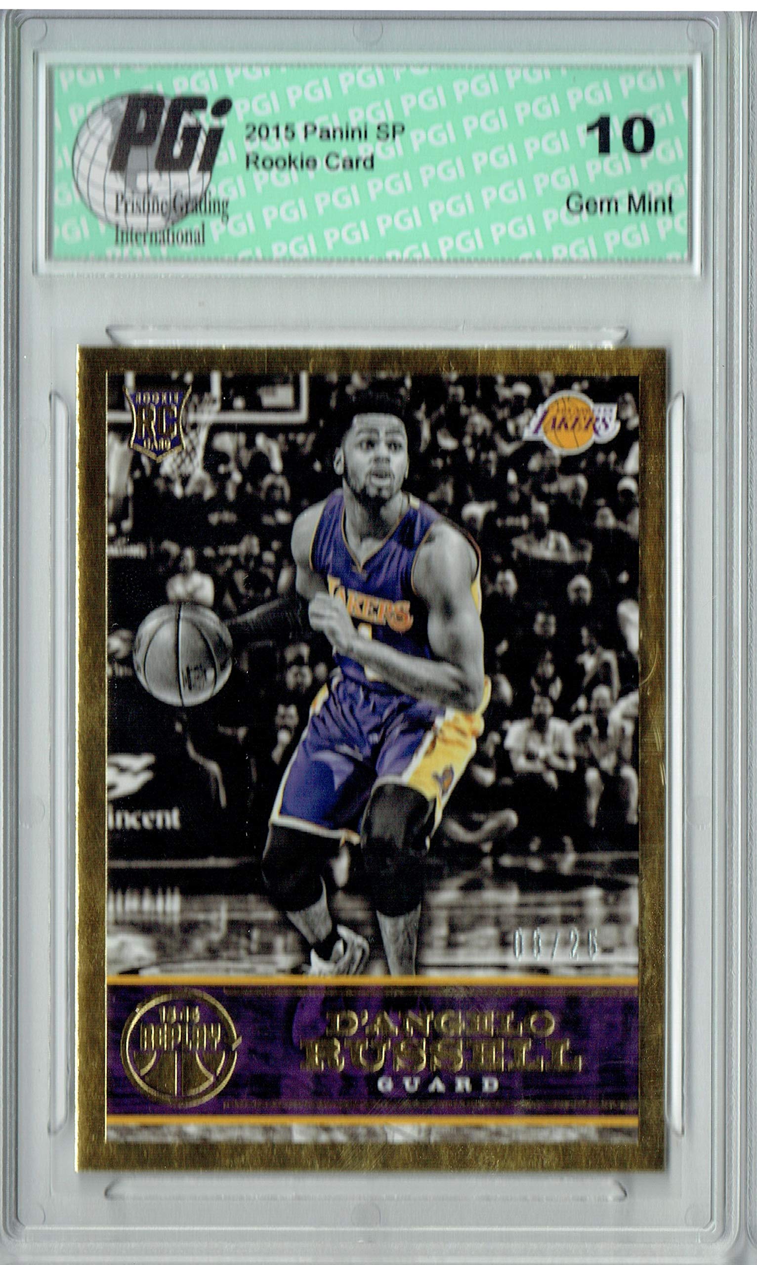D'Angelo Russell 2015 Panini Replay #77/25 Gold SSP Rookie Card PGI 10 - Rare Basketball Collectible for NBA Fans & Card Investors