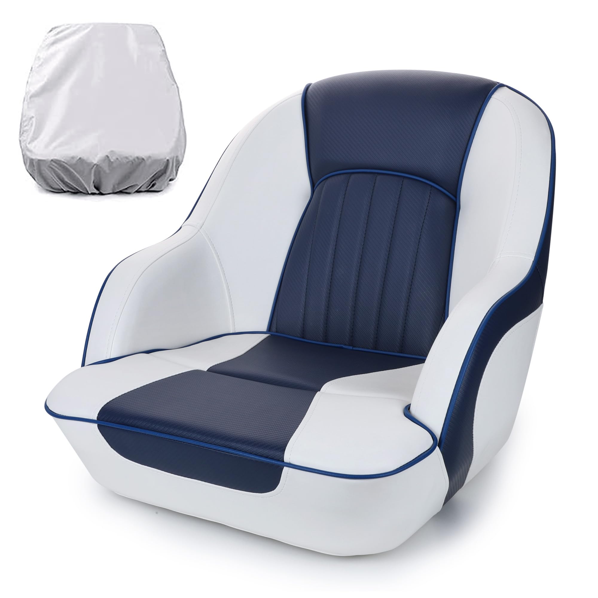 Premium Marine Boat Seat - Heavy Duty Captain's Bucket Seat with Waterproof Cover - Ideal for Fishing Boats, Yachts & Watercrafts