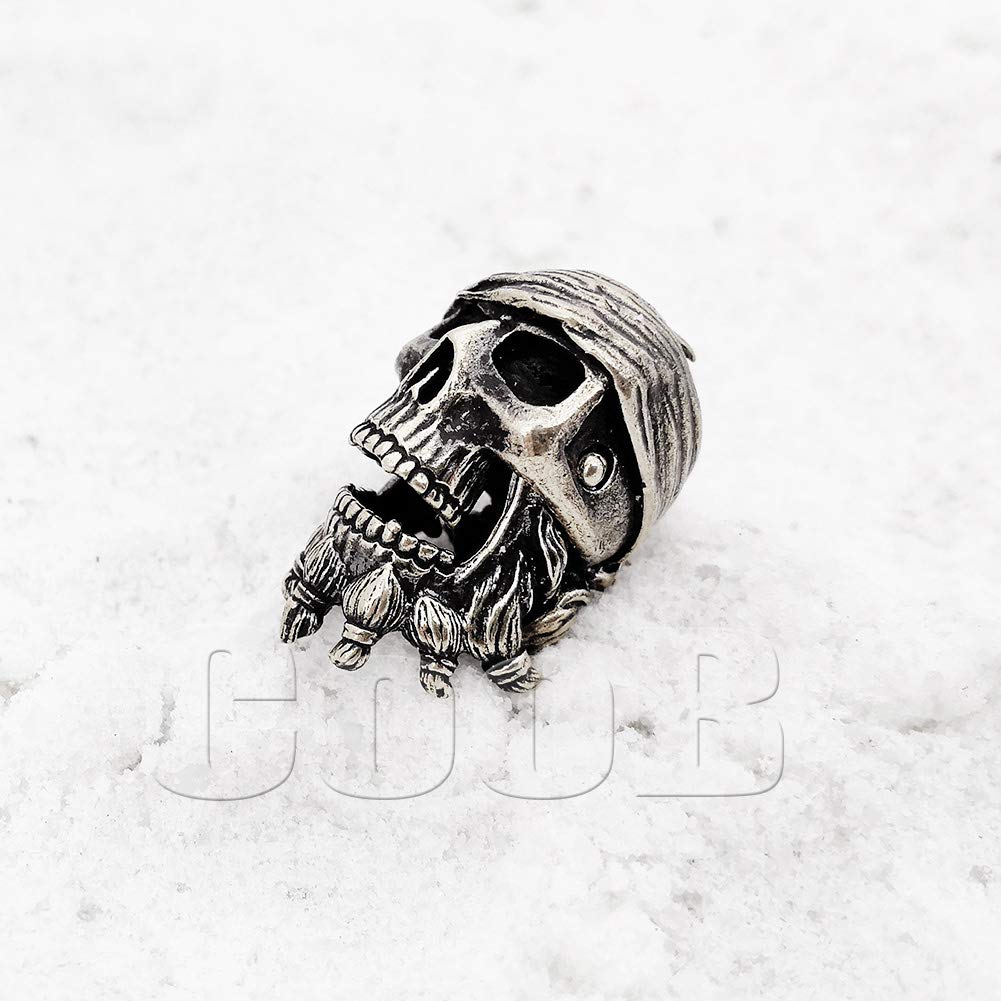 BlackBeard Pirate Skull Paracord Bead - EDC Knife Lanyard Pendant for Outdoor Adventures