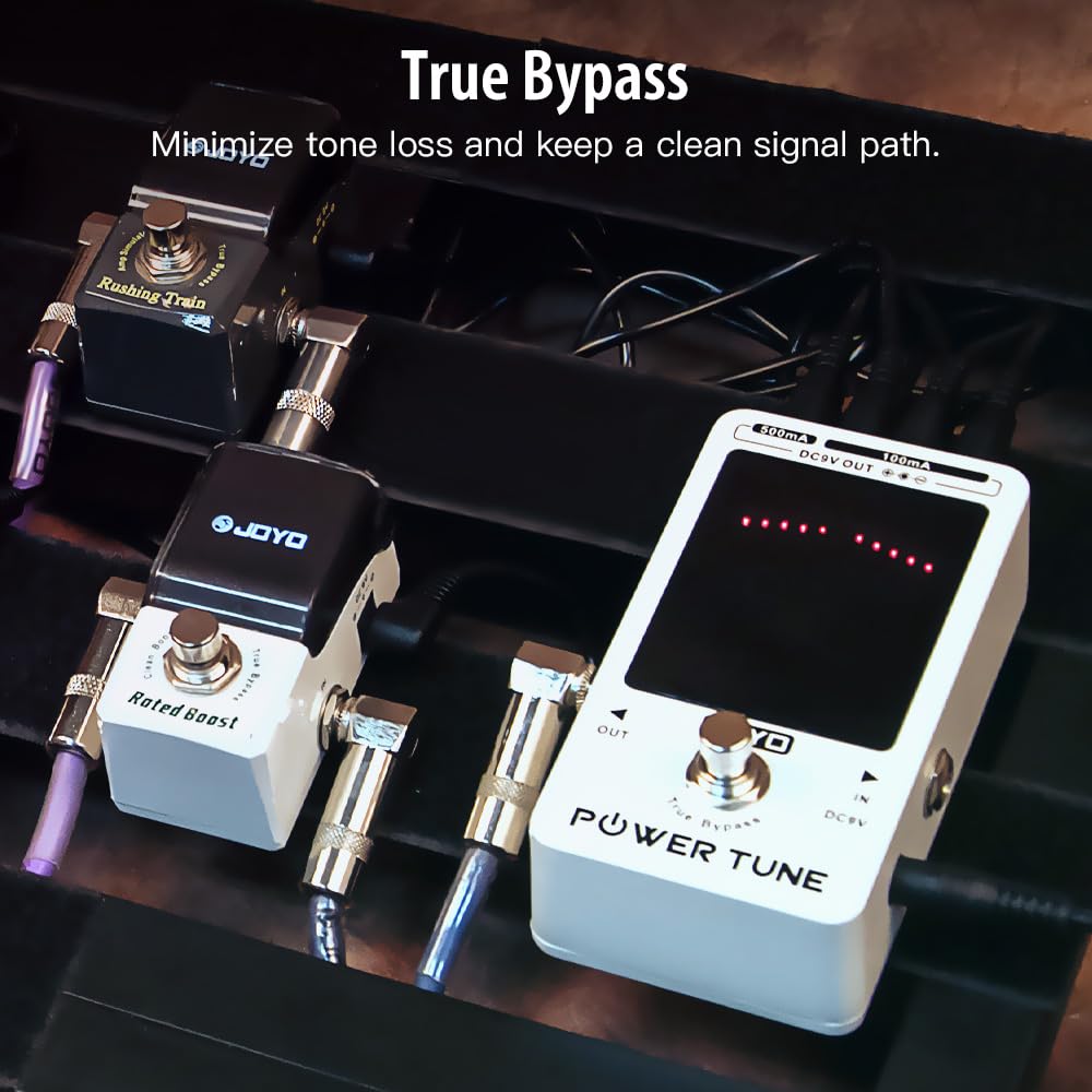 JOYO JF-18R Power Supply Tuner Pedal - 8-Channel Isolated Low Noise DC 9V Output (2x500mA + 6x100mA) with True Bypass - Perfect for Guitar Effects Pedalboard & Live Performances