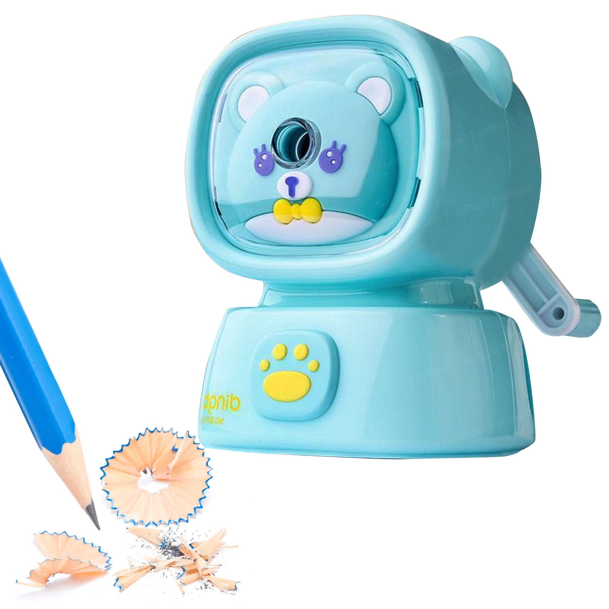 FunBlast Kids Pencil Sharpener - Cute Teddy Bear Design, Electric Tabletop Sharpener for School & Office Supplies, Perfect Birthday Gift & Return Gift for Boys & Girls (Sky Blue) - Ideal for Classrooms, Homework & Crafting
