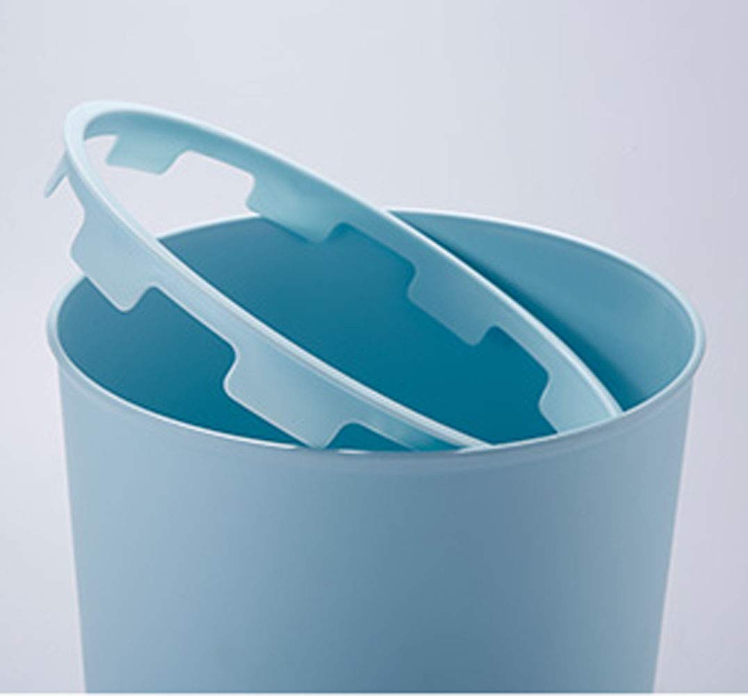 Hflove 12L Plastic Trash Can for Kitchen & Living Room - Durable Waste Bin with Lid, Blue - Perfect for Home, Office, and Bathroom Use