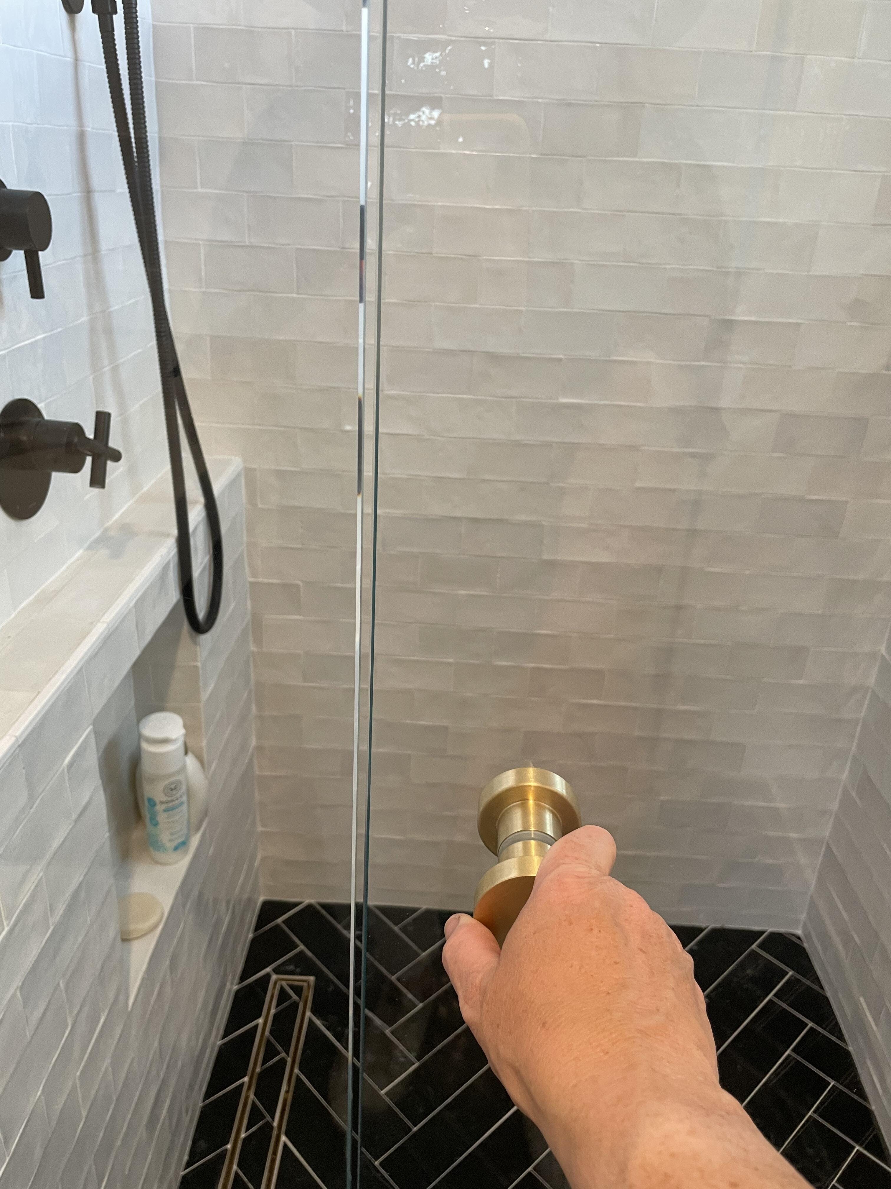 Brushed Brass Glass Shower Door Knob Set - Round Spot Design for Bathroom & Shower - Rust-Resistant & Stylish Hardware for Modern Homes