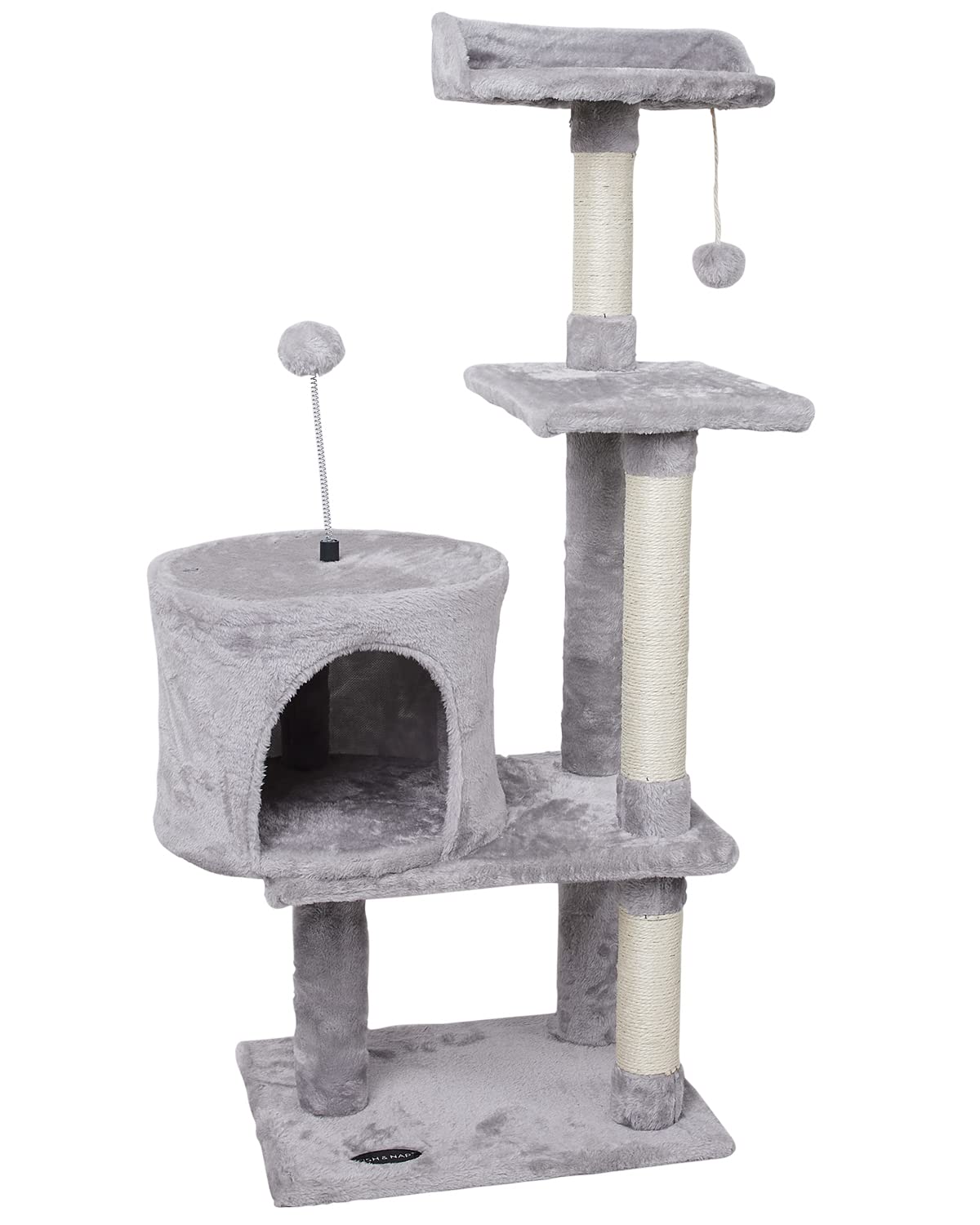 Premium Cat Tree Tower with Sisal Scratching Posts, Jump Platform & Condo - Multi-Level Cat Furniture Activity Center for Play, Rest & Climbing - Perfect for Indoor Cats (Grey)