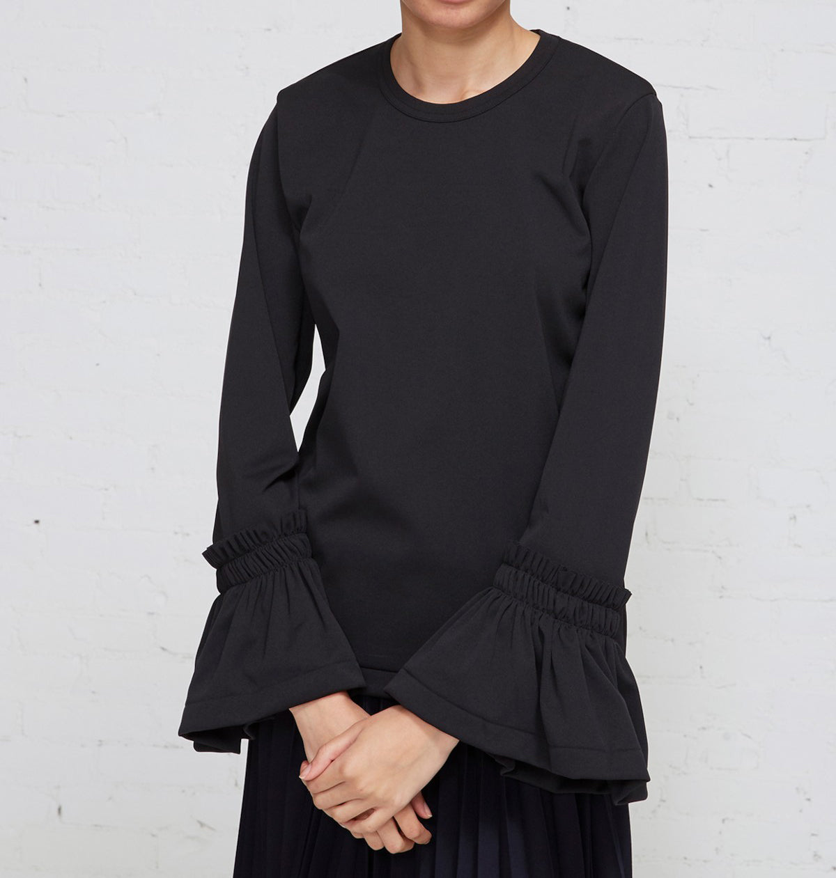 Comme des Garcons Black Ruffle Cuff Shirt for Women - Elegant Long Sleeve Blouse for Office, Party & Special Occasions