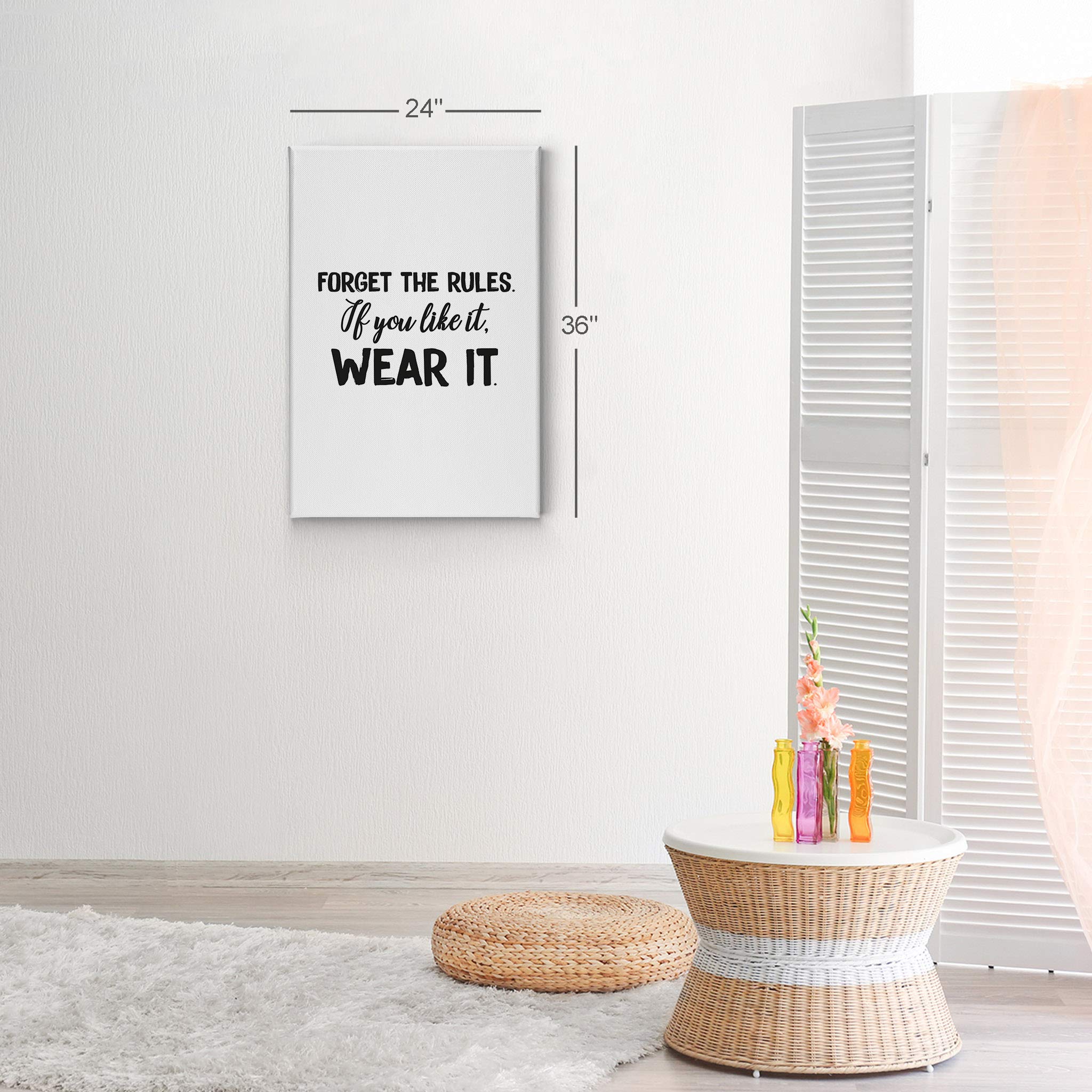 Forget The Rules If You Like It Wear It - Motivational Quote Canvas Wall Art Print - Glam Fashion Home & Office Decor - Perfect for Bedroom, Living Room, Bathroom, Dorm & Girls Room - Ready to Hang 40x30 Inches - Inspirational Wall Decor for Women & Teens