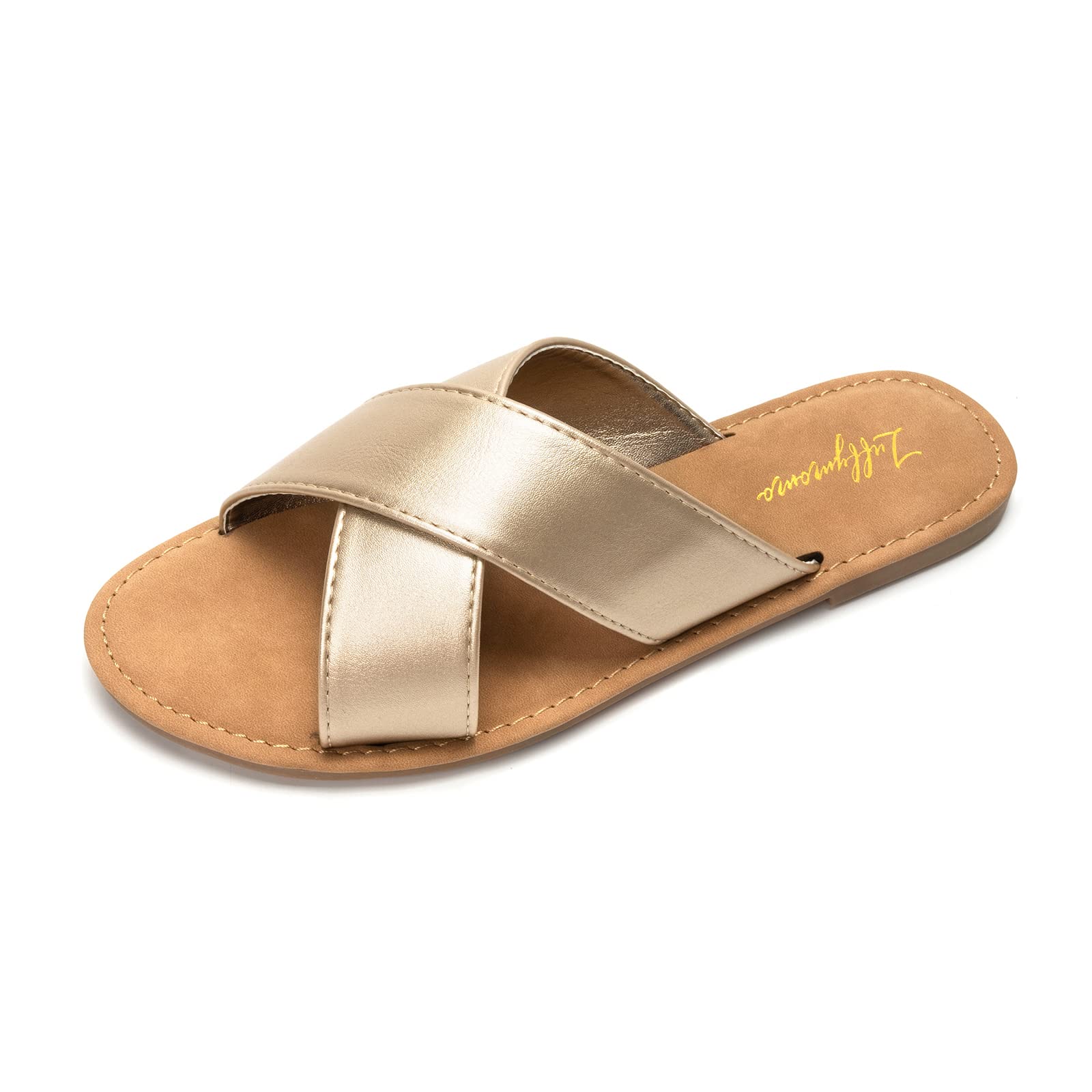 Luffymomo Women's Open Toe Flat Sandals - Casual Summer Slip On Shoes for Beach, Vacation & Everyday Wear