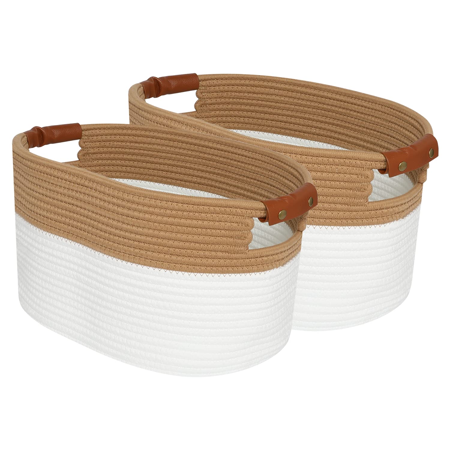 2-Pack Medium Brown Woven Storage Baskets - 15