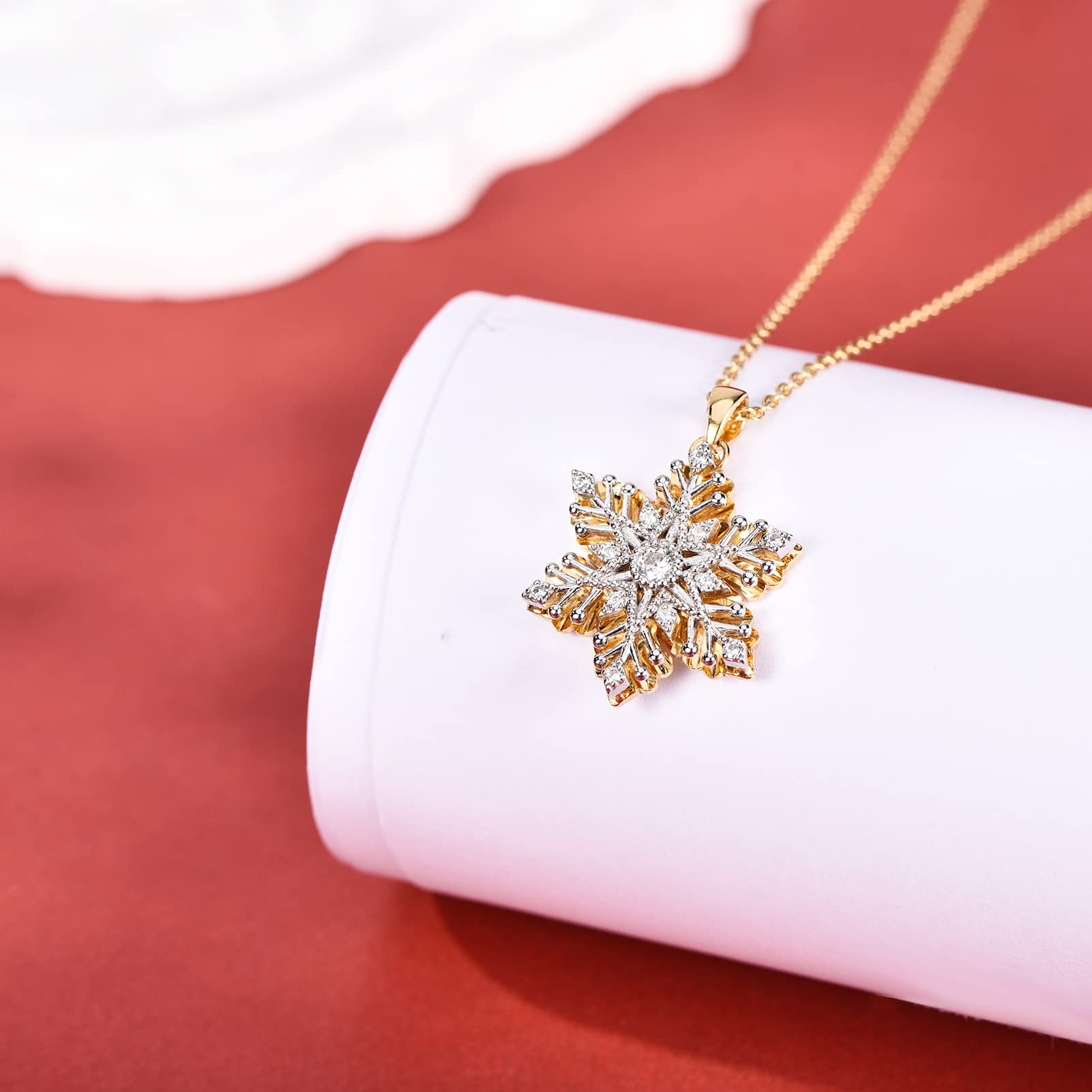 925 Sterling Silver Snowflake Necklace for Women - Elegant Gold Snowflake Pendant Jewelry, Perfect Christmas Gift for Mom, Wife, Girlfriend | Anniversary, Birthday & Mother's Day Present | Winter Holiday & Party Accessory