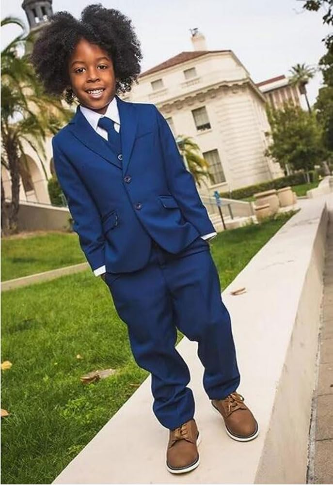3-Piece Boys Suits for Wedding - Peak Lapel Jacket, Vest & Pants - Boys Formal Tuxedo Set - Perfect for Weddings, Parties & Special Occasions