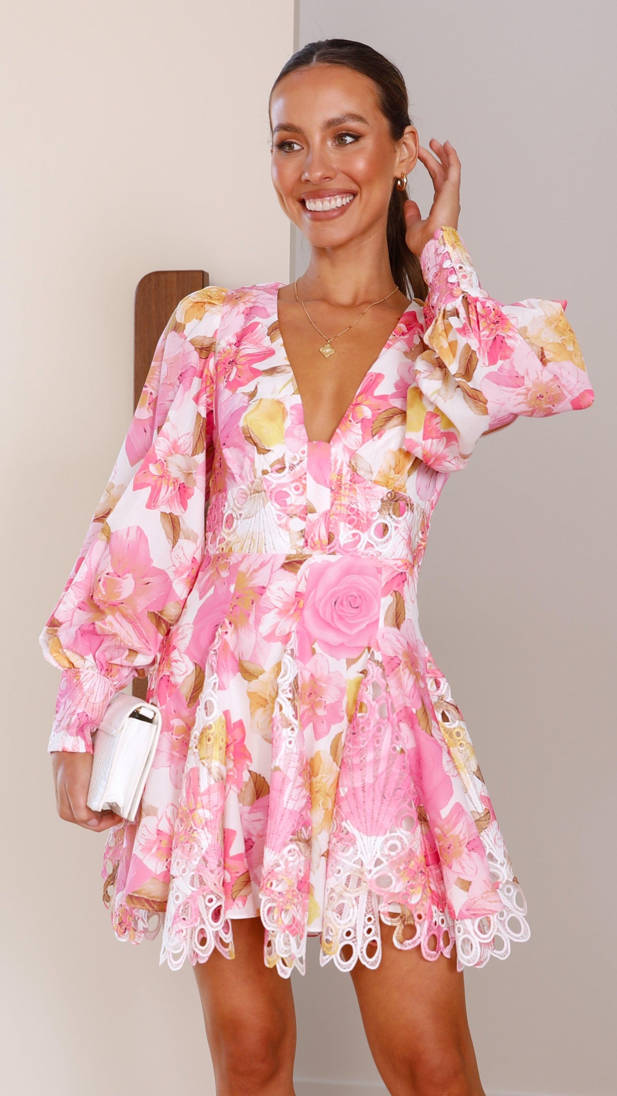 Felicity Mini Dress - Pink Floral Summer Dress for Women, Casual Party Wear, Beach Vacation Outfit