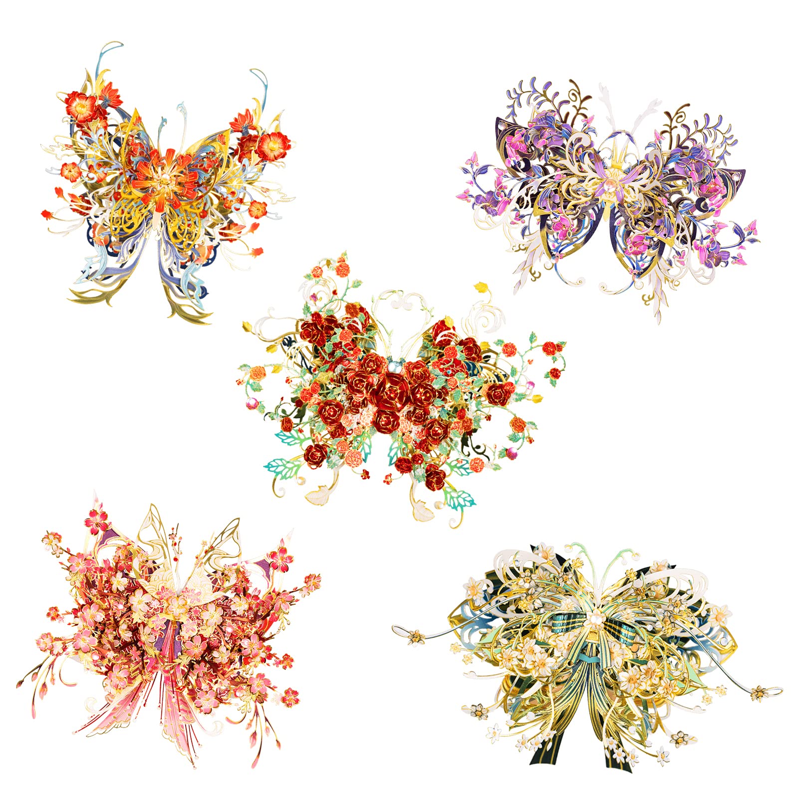 3D Metal Puzzle for Adults - Flower and Butterfly A-Spring Dawn Model Kit | DIY Miniature Building Set for Beginners | Unique Birthday, Christmas Gift for Dad & Home Decor | Relaxing Craft Activity for Stress Relief & Office Desk Display