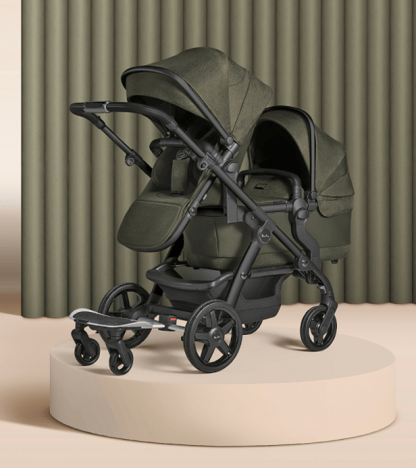 Silver Cross Wave 2022 Luxury Double Stroller for Twins - Lightweight Compact Foldable Design Perfect for Travel, Shopping & Daily Use