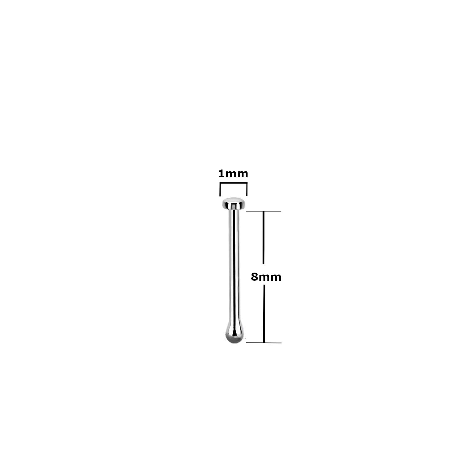 925 Sterling Silver Nose Stud - 1mm Flat Round Top Bone Ball End - Hypoallergenic Body Jewelry for Piercings - Perfect for Everyday Wear & Special Occasions