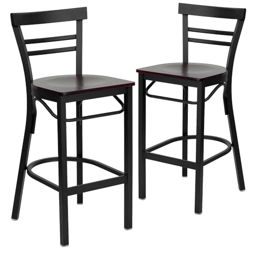 Mahogany Wood Seat/Black Metal Frame