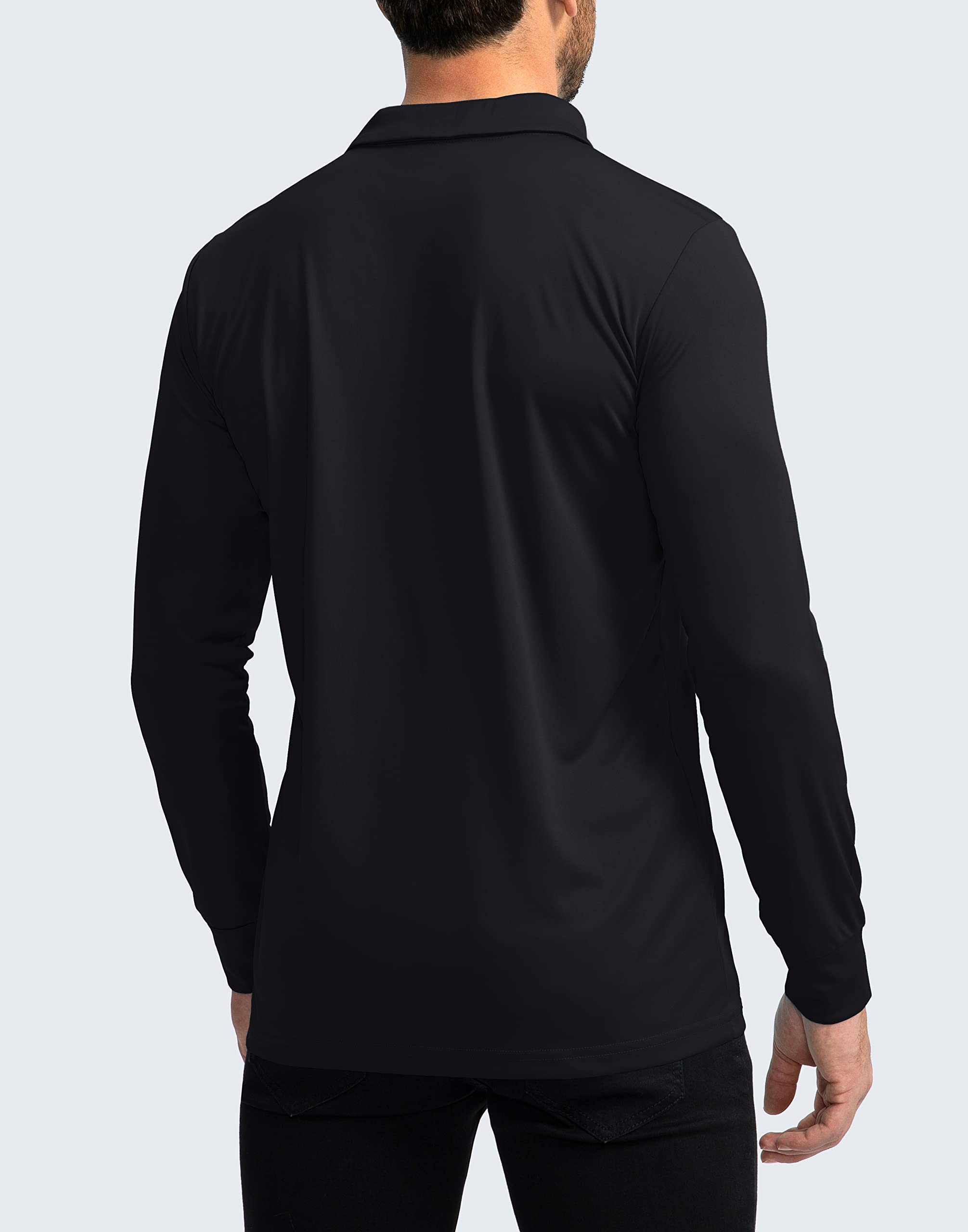 Men's Long Sleeve Polo Shirt - UPF 50+ Sun Protection Golf & Casual Shirt, Lightweight Breathable Fabric for Golf, Work, Fishing & Outdoor Activities
